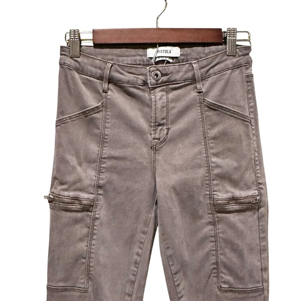 Pistola Hunter Skinny Cargo Zipper 27” Inseam Tencel Pants Women’s Size 27 Gray - Picture 2 of 9